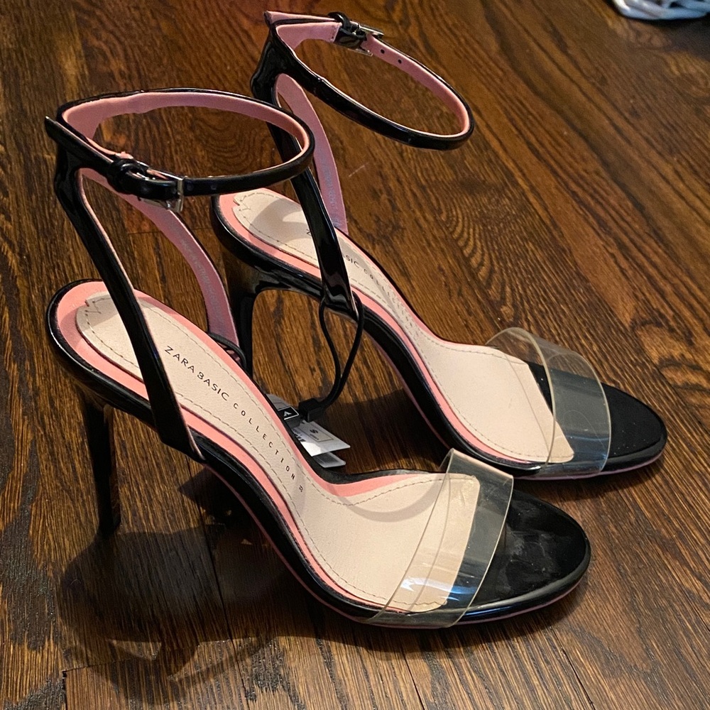 Zara Black and Clear Women's Heels size 5